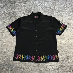 Vintage Grateful Dead By Dragonfly Button Up Shirt Large Black Hard‎ Rock Cafe